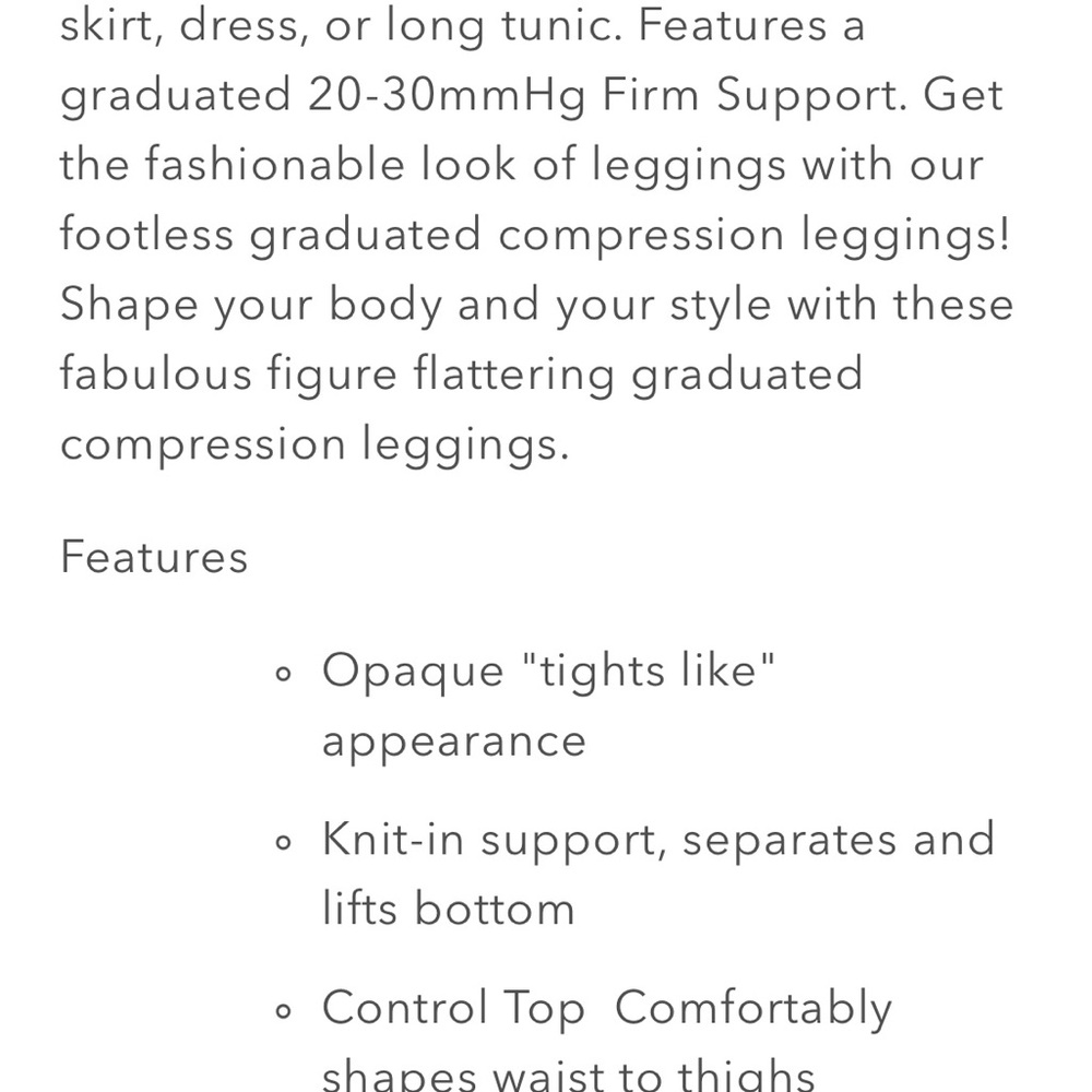 Absolute Support Opaque Grad. Comp. Leggings w/ Cont. Tp 20-30mmHg Frm Supp. - Picture 5 of 5